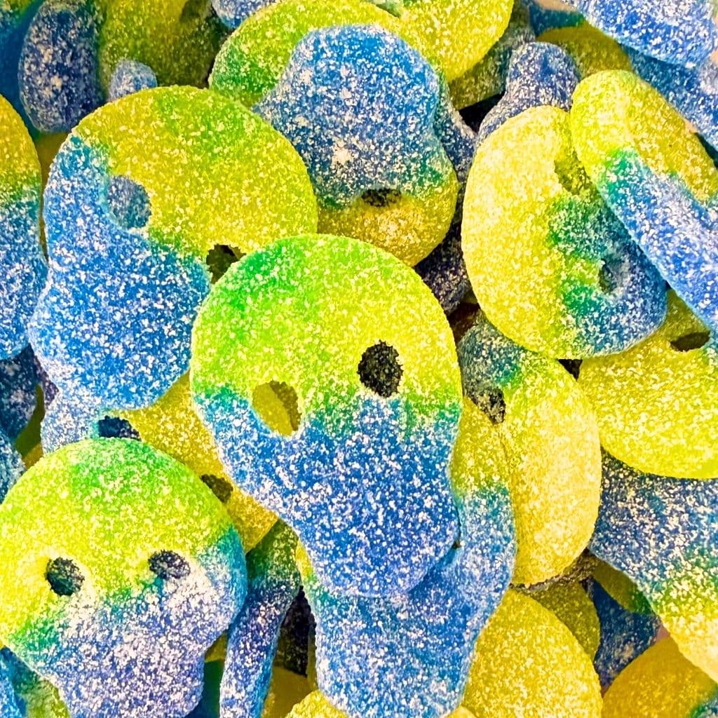 Vegane Süßigkeiten Sour Lemon Peach Skulls 250g (Vegan) – online kaufen | Gummilicious