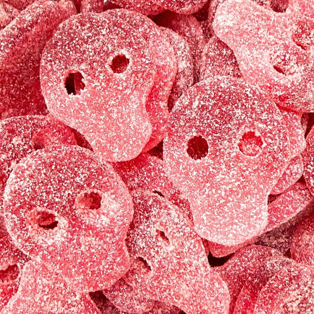 Vegane Süßigkeiten Sour Pomegranate Cherry Skulls 500g (Vegan) – online kaufen | Gummilicious