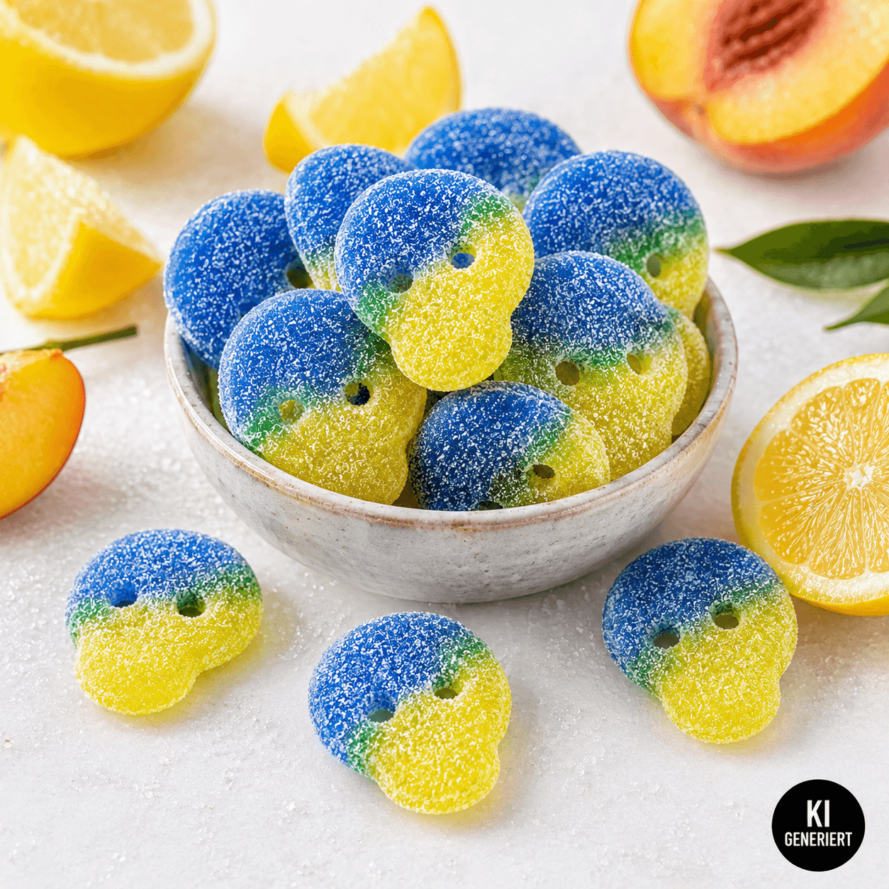 Vegane Süßigkeiten Sour Lemon Peach Skulls 250g (Vegan) – online kaufen | Gummilicious - Ansicht 4
